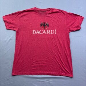Bacardi 150 Years Anniversary T-Shirt Mens XL Red Heather Bat Logo Est 1862 Tee